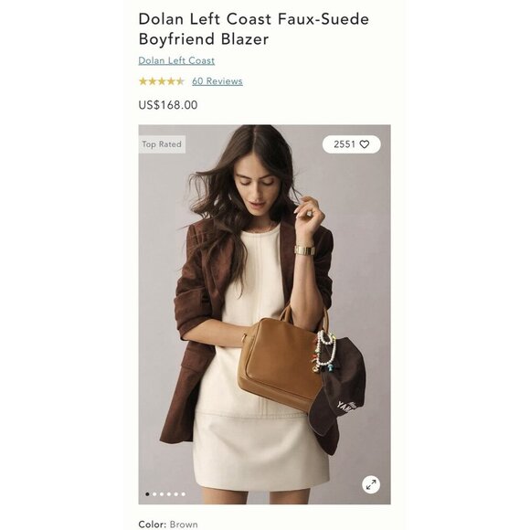NWT Size XS -  Dolan Left Coast Faux-Suede Boyfriend Blazer (NWT US$ 168) - Picture 10 of 16
